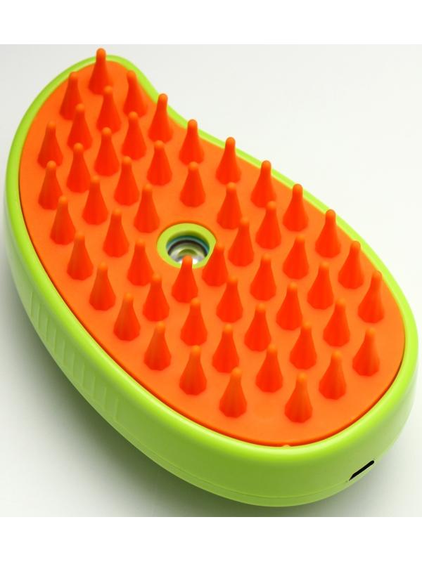 Паровая щетка-расческа для животных, с USB-зарядкой, зелёная