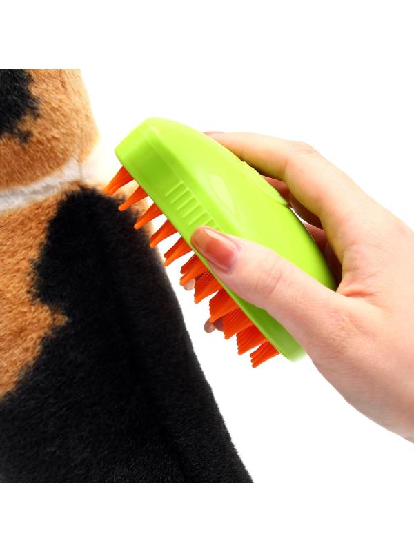 Паровая щетка-расческа для животных, с USB-зарядкой, зелёная