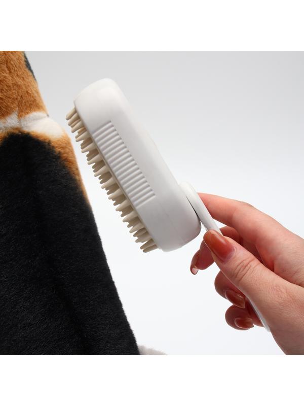 Паровая щетка-расческа для животных, с USB-зарядкой и выдвижной ручкой, белая