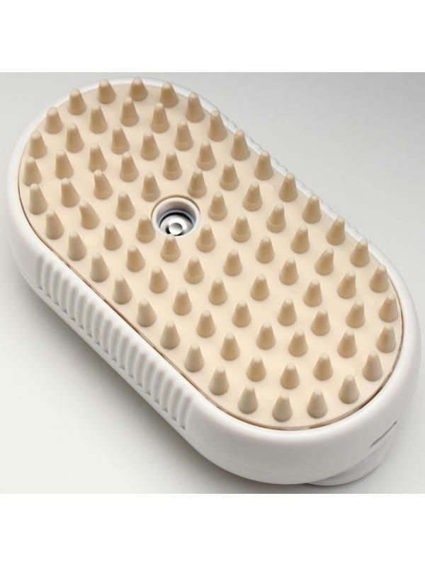 Паровая щетка-расческа для животных, с USB-зарядкой и выдвижной ручкой, белая