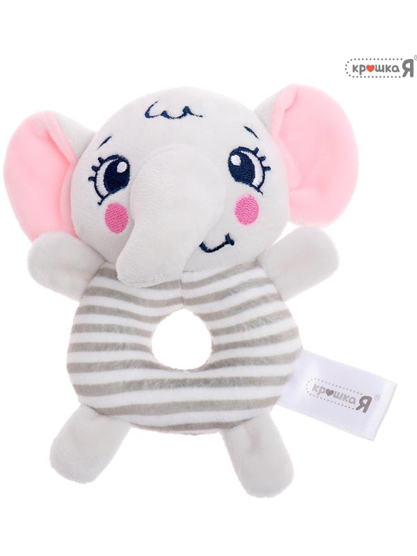 Развивающая погремушка «Слон», цвет серый