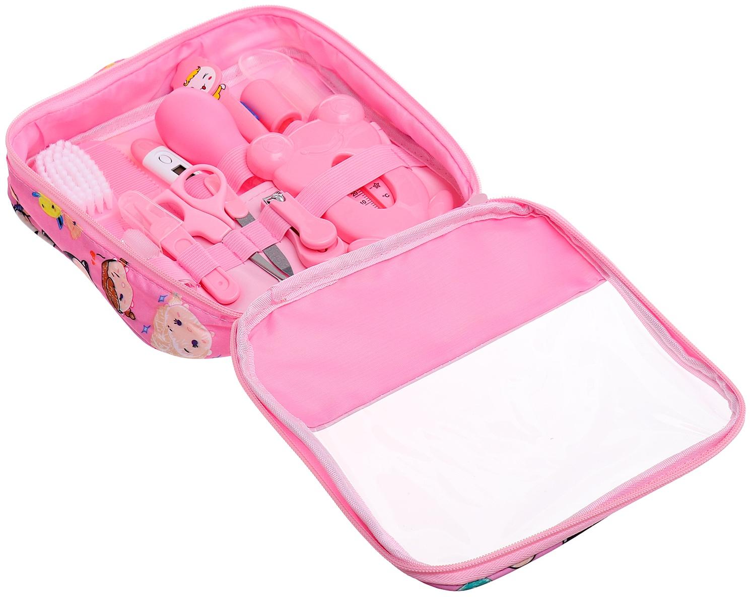 Гигиенический набор по уходу за новорожденным, 13 предметов, цвет розовый