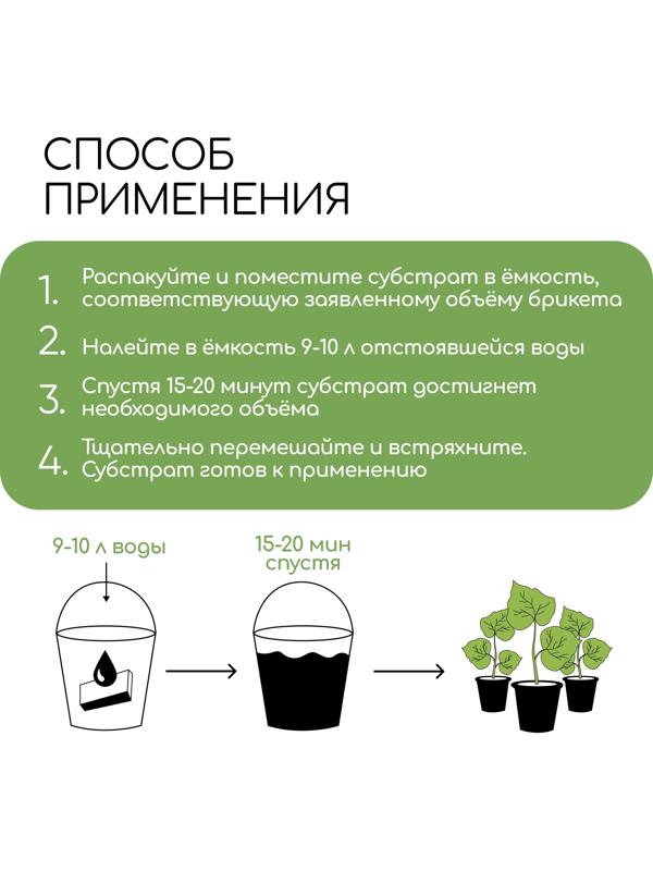 Субстрат кокосовый, универсальный, для террариумов и растений, в брикете, 25 л, 30% чипсы и 70% торф, Greengo