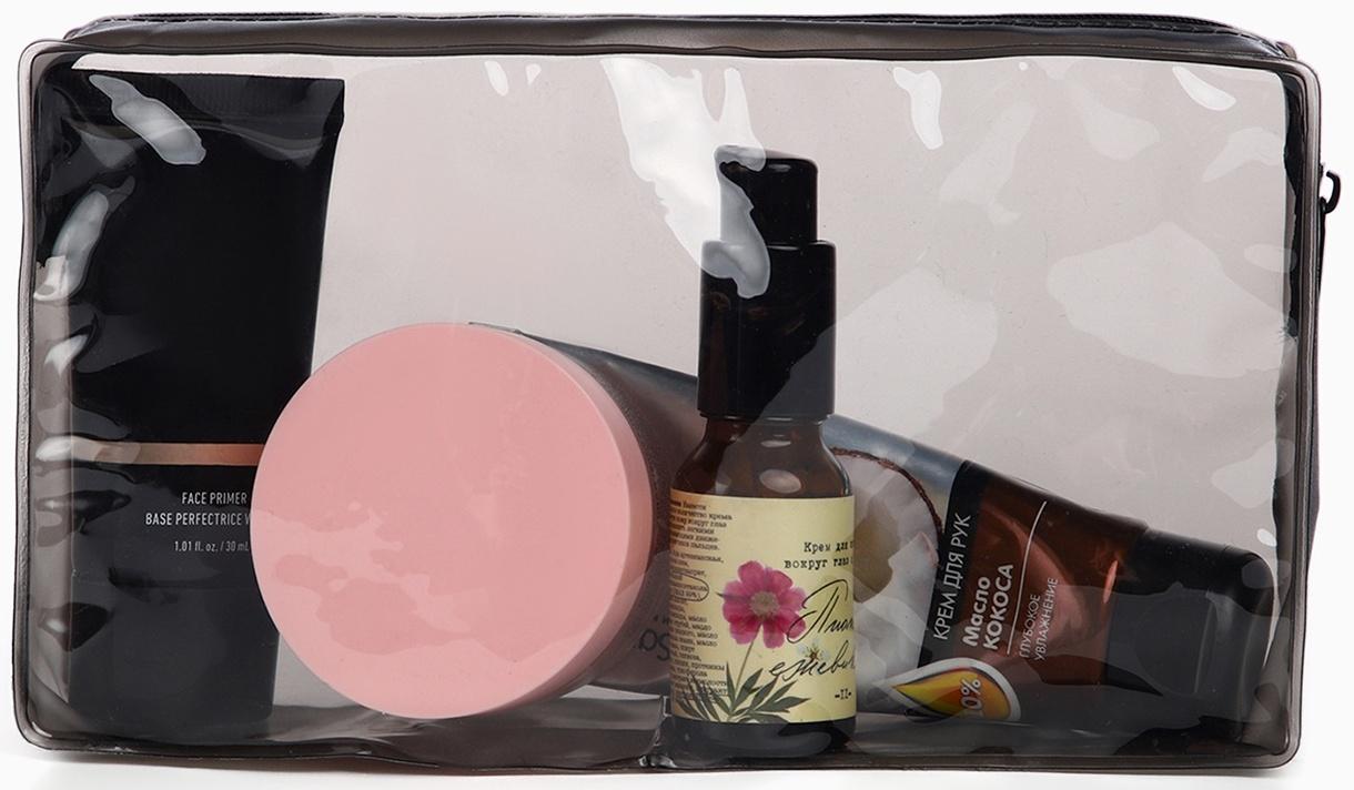 Косметичка на молнии для бассейна, чёрная/прозрачная