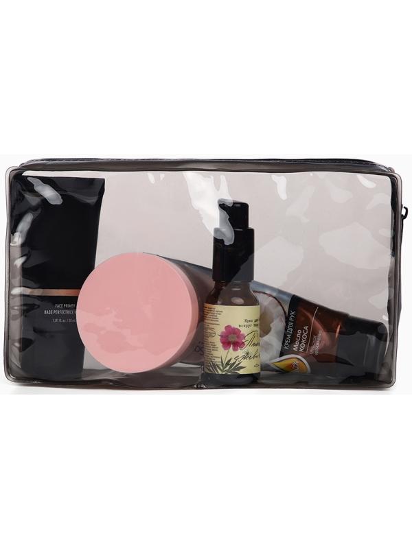 Косметичка на молнии для бассейна, чёрная/прозрачная