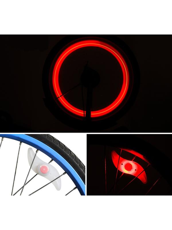 Фонарь велосипедный на спицу, водонепроницаемый, 1 диод, 12.5 х 3.5 х 2 см, 2 шт, красный