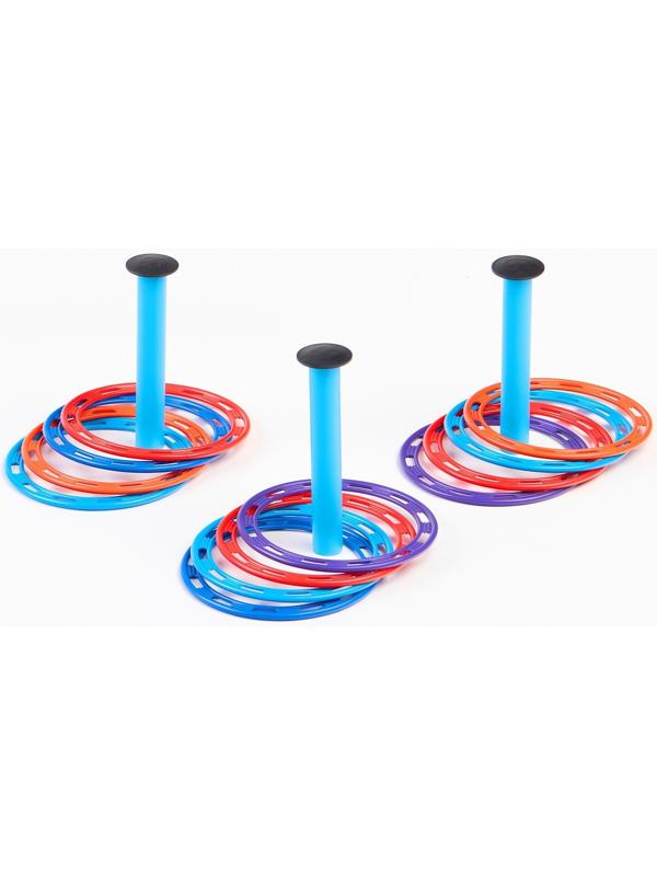 Кольцеброс детский, игра для дома и улицы, набор 3 стойки, 12 колец