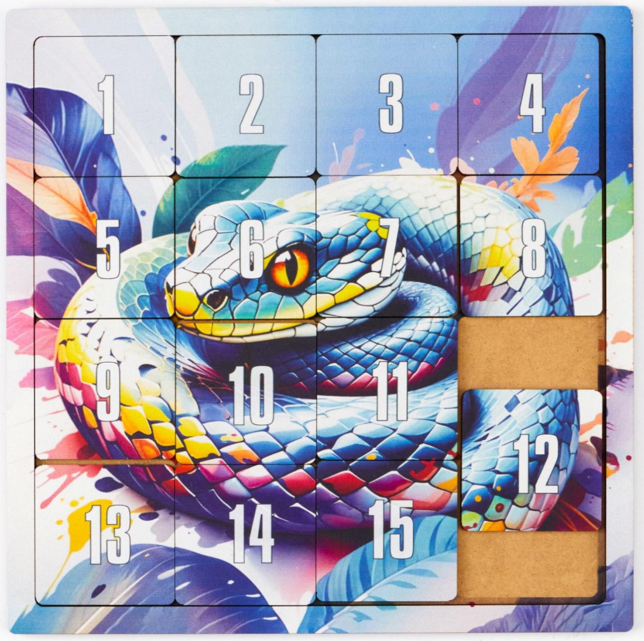 Головоломка «Пятнашки. Змея», логическая настольная игра с символом года, 22 × 22 см