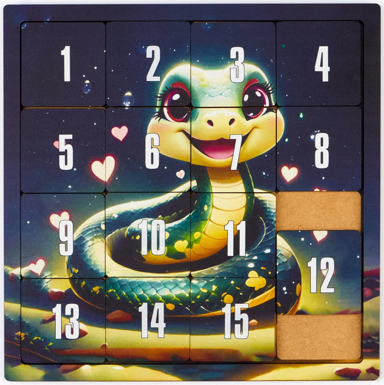 Головоломка «Пятнашки. Змея», логическая настольная игра с символом года, 22 × 22 см