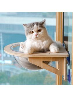 Гамак для кошки на окно, 40*40*15 см, вес до 8 кг, прозрачный