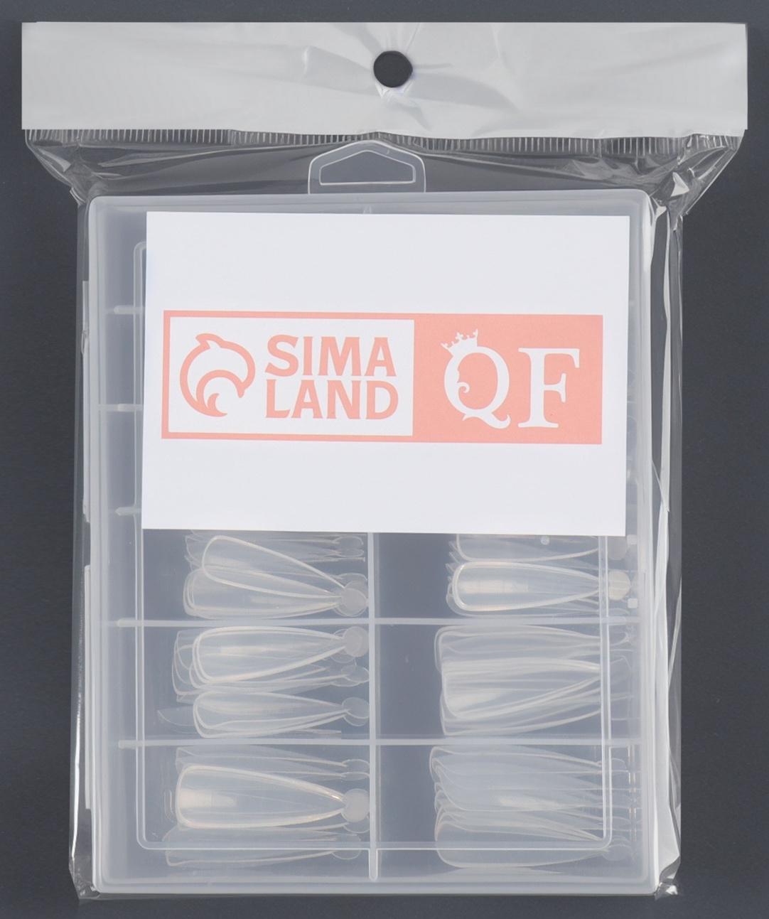 Верхние формы для наращивания в контейнере, 120 шт, миндаль, прозрачные