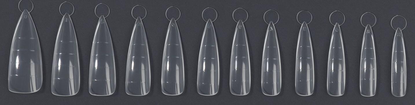 Верхние формы для наращивания в контейнере, 120 шт, миндаль, прозрачные