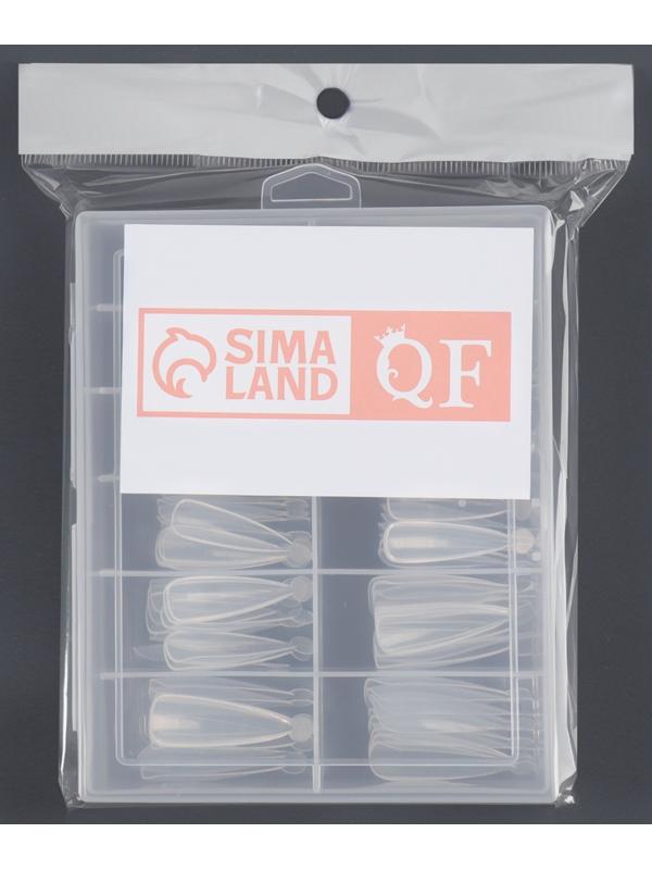 Верхние формы для наращивания в контейнере, 120 шт, миндаль, прозрачные