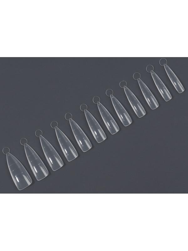 Верхние формы для наращивания в контейнере, 120 шт, миндаль, прозрачные