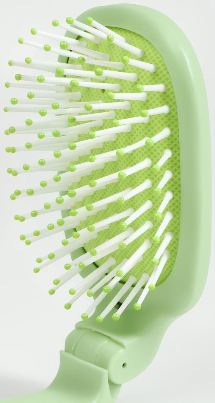 Расчёска массажная, складная, 10 × 6 см, цвет зелёный