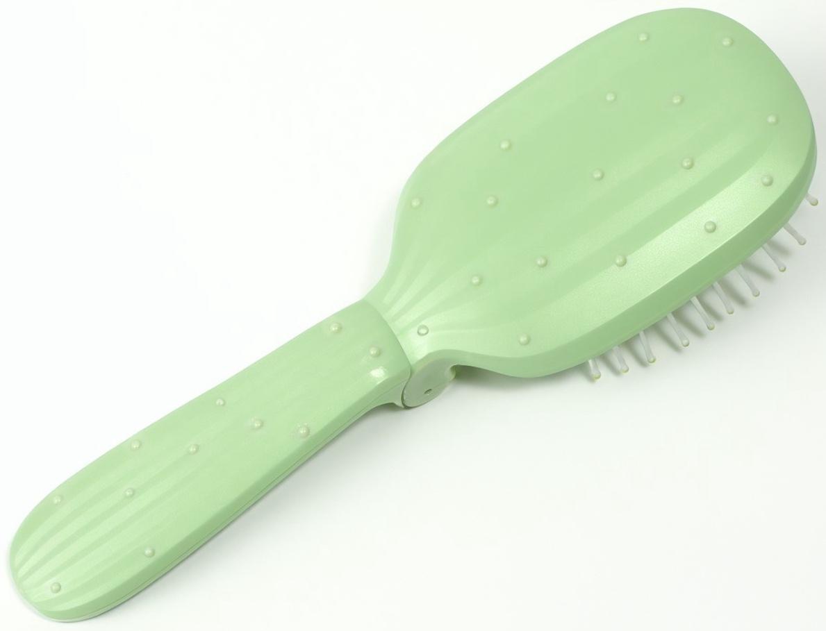 Расчёска массажная, складная, 10 × 6 см, цвет зелёный