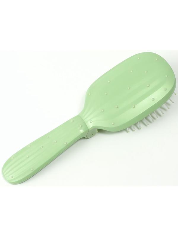 Расчёска массажная, складная, 10 × 6 см, цвет зелёный