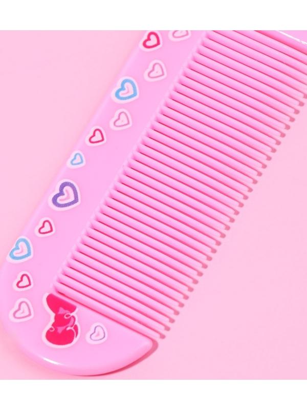 Набор с зеркалом и расчёской «Сердце», 12 × 6,1 см, цвет нежно - розовый