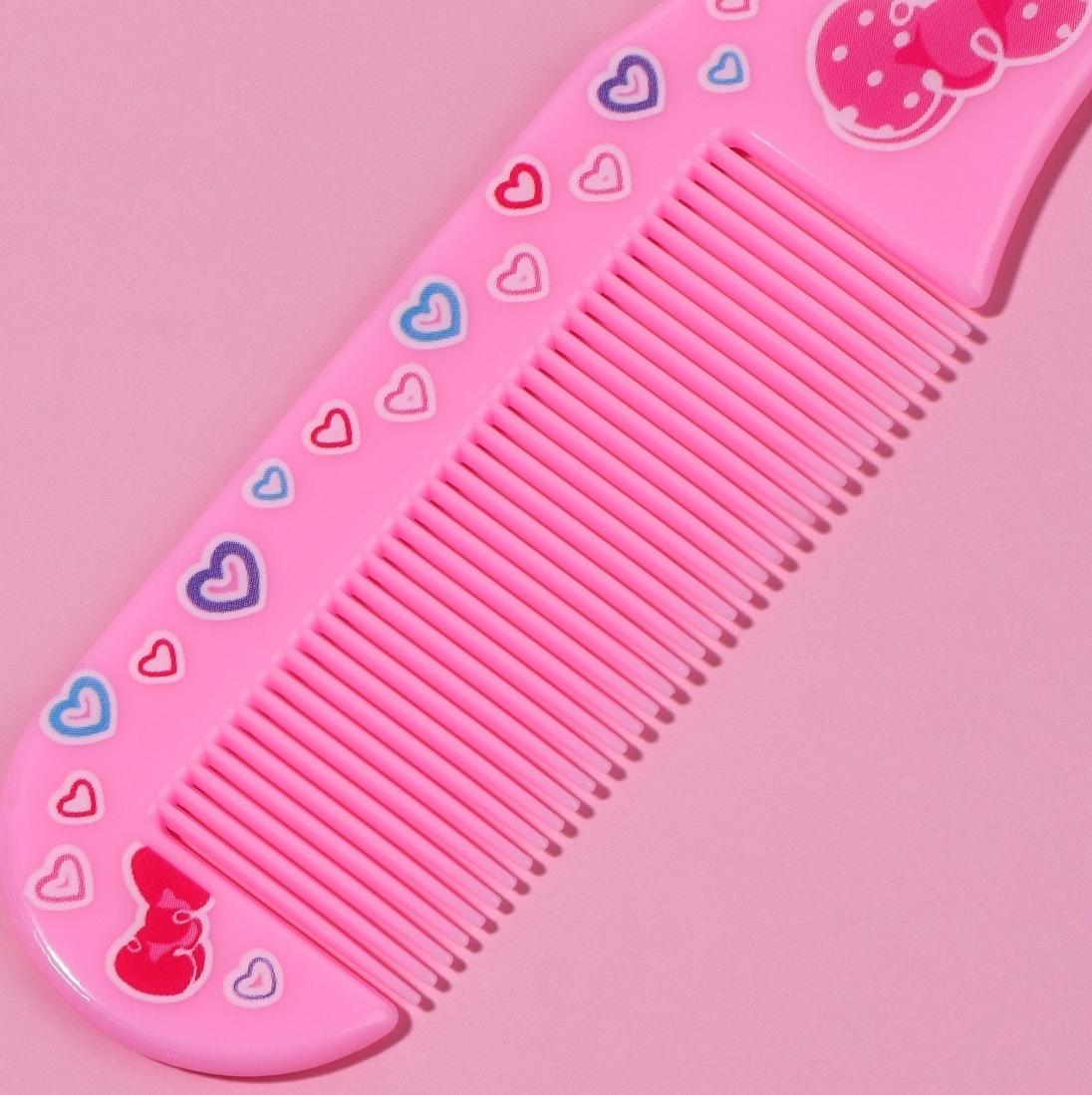 Набор с зеркалом и расчёской «Вишня», 12 × 6,1 см, цвет розовый