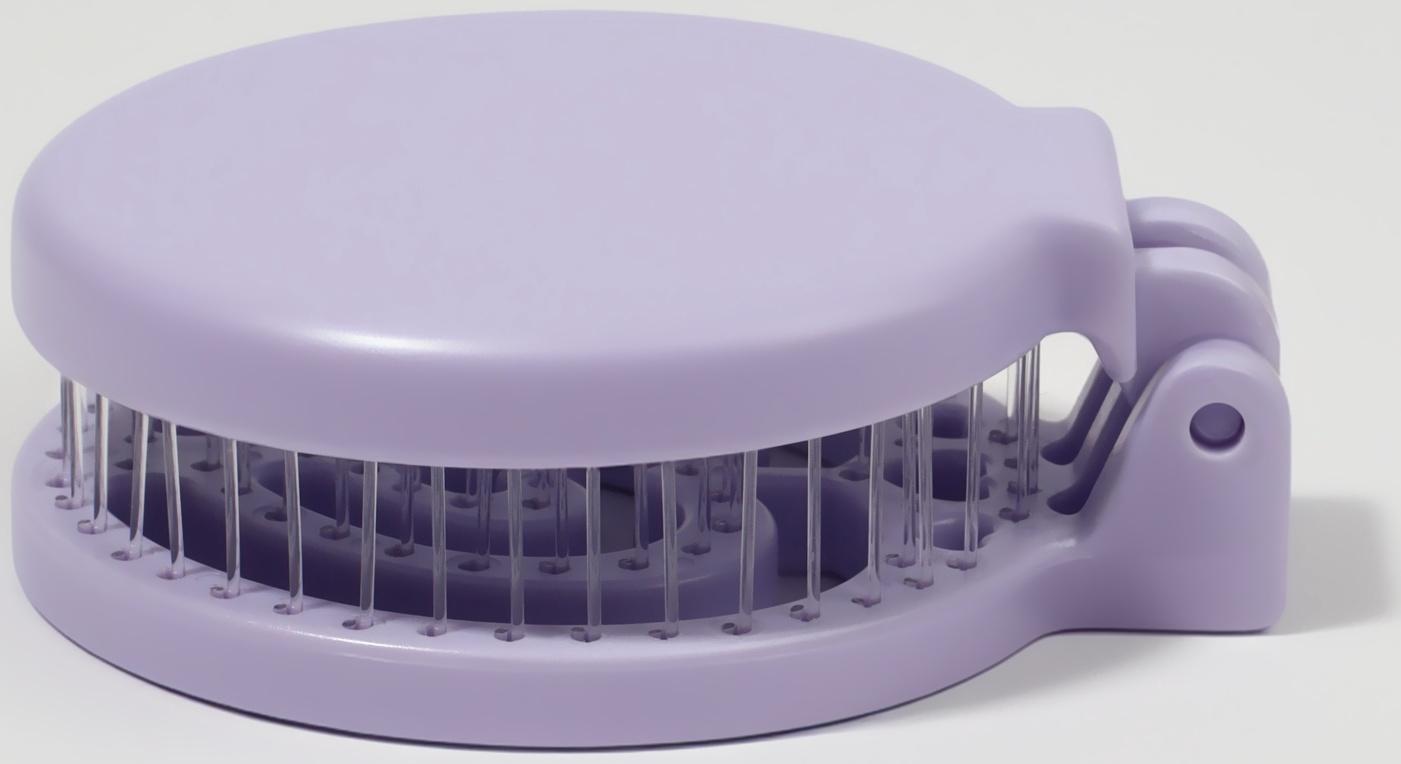 Расчёска массажная, складная, с зеркалом, d = 6,6 см, цвет сиреневый