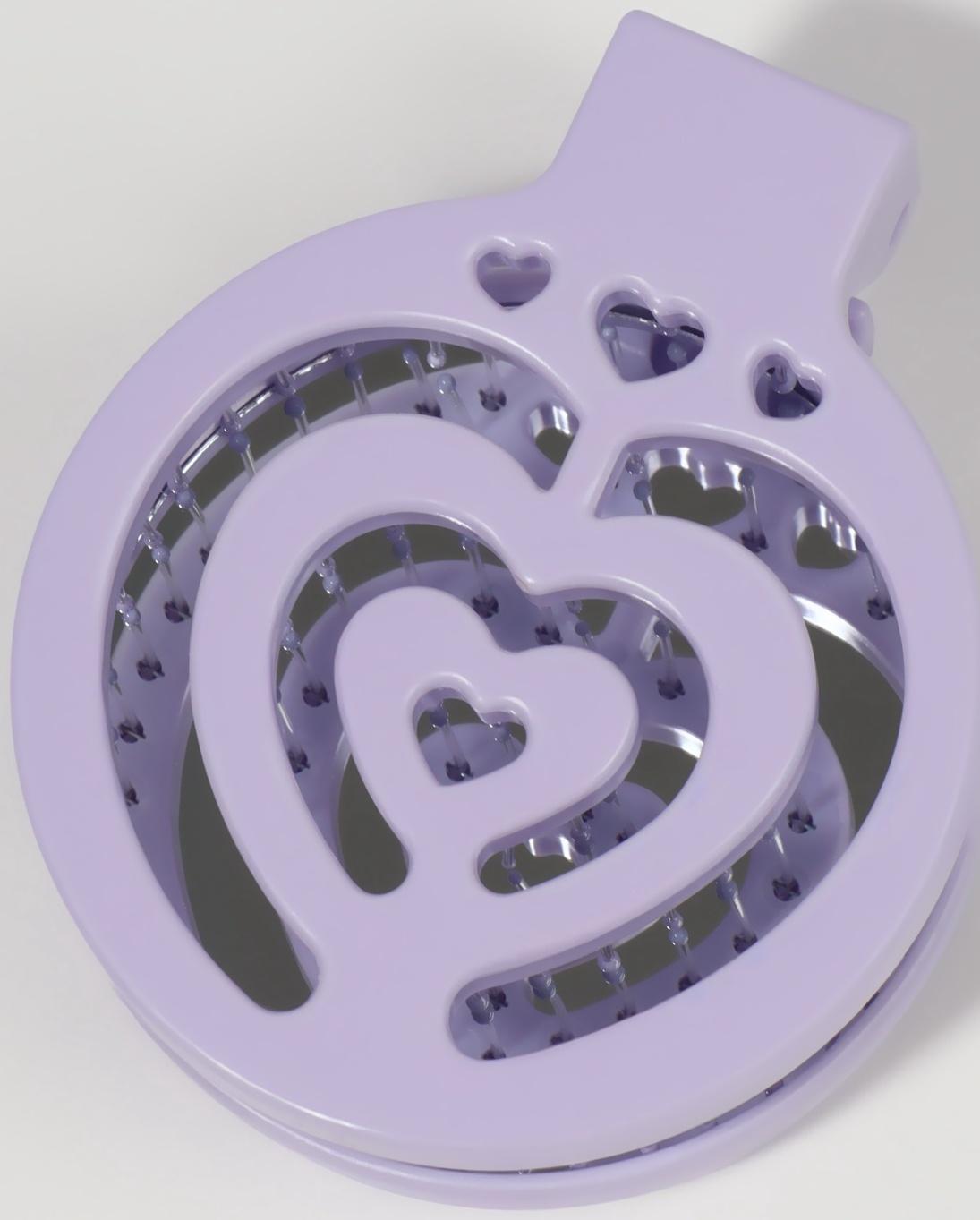 Расчёска массажная, складная, с зеркалом, d = 6,6 см, цвет сиреневый