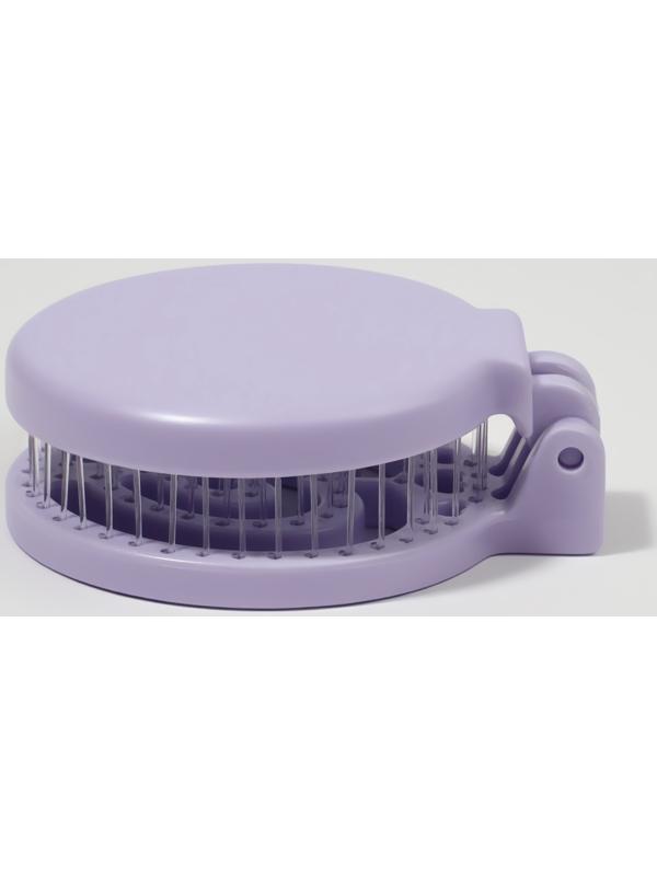 Расчёска массажная, складная, с зеркалом, d = 6,6 см, цвет сиреневый
