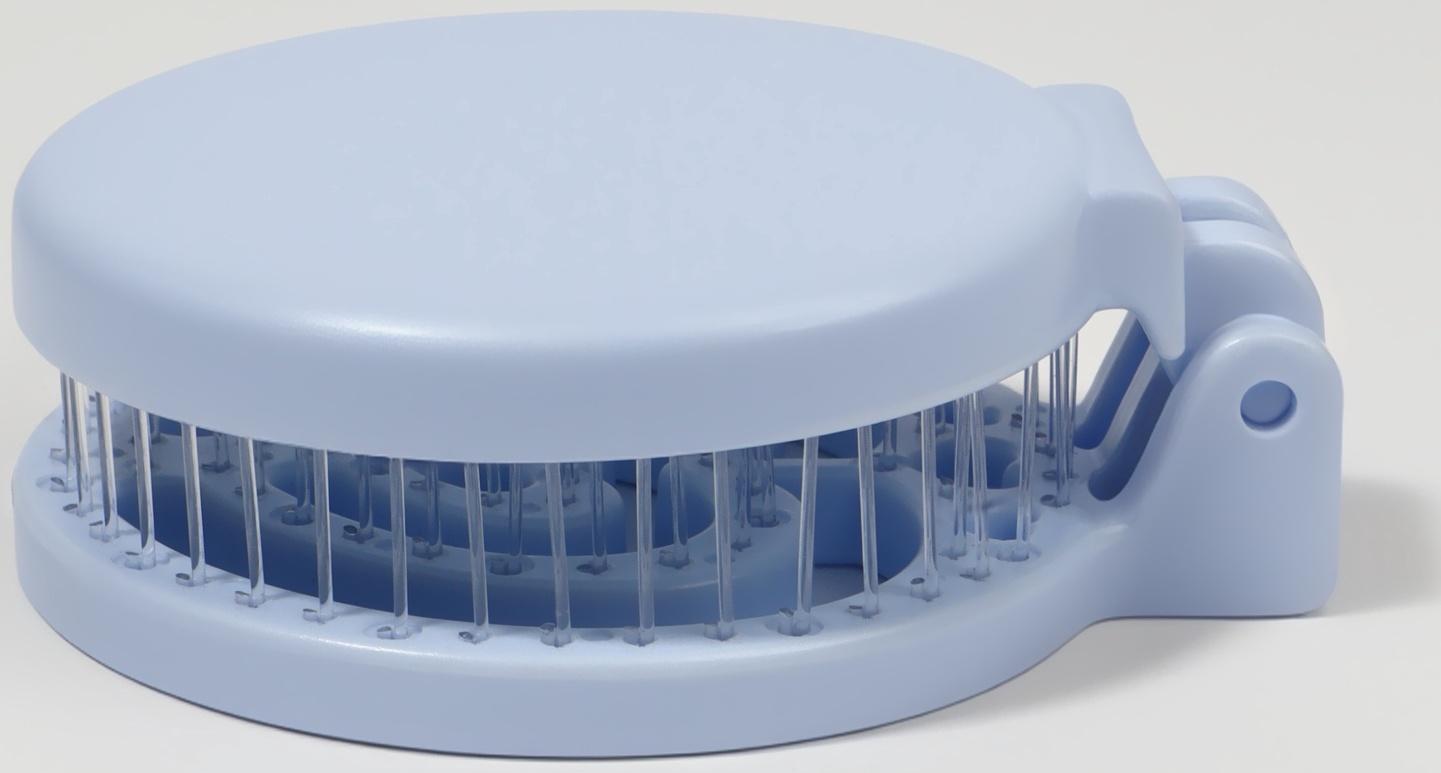 Расчёска массажная, складная, с зеркалом, d = 6,6 см, цвет голубой