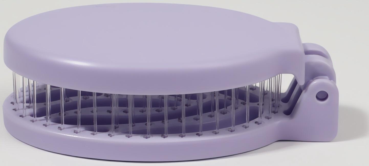 Расчёска массажная, складная, с зеркалом, 9,5 × 5,5 см, цвет сиреневый