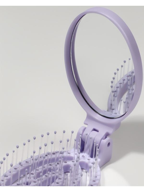 Расчёска массажная, складная, с зеркалом, 9,5 × 5,5 см, цвет сиреневый