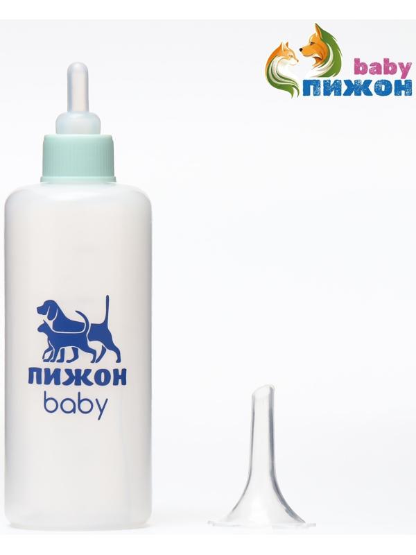 Бутылочка для вскармливания с мерной шкалой, 100 мл (соска+воронка), синяя