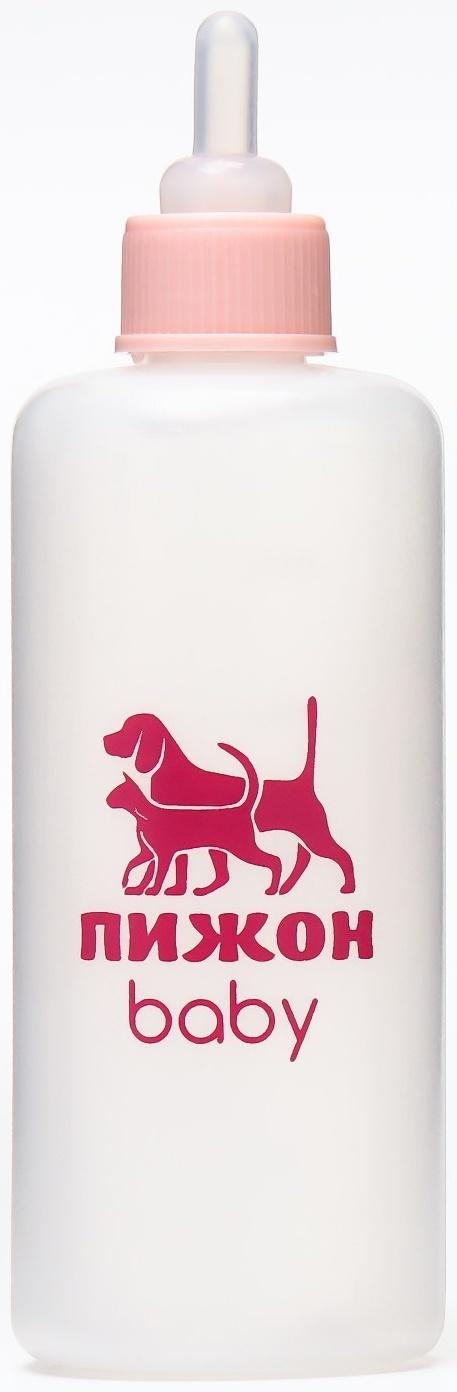 Бутылочка для вскармливания с мерной шкалой, 100 мл (соска+воронка), розовая