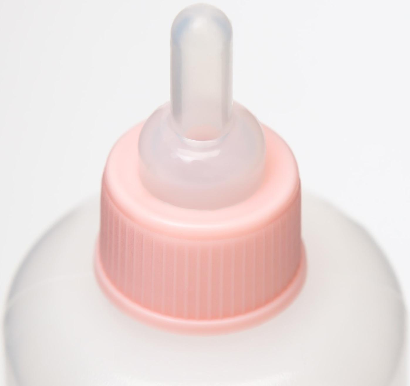 Бутылочка для вскармливания с мерной шкалой, 100 мл (соска+воронка), розовая