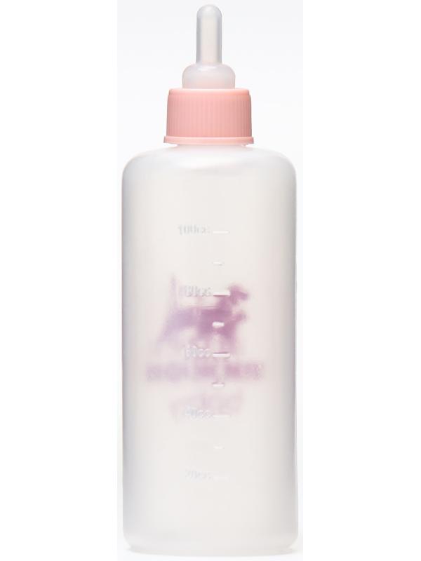 Бутылочка для вскармливания с мерной шкалой, 100 мл (соска+воронка), розовая