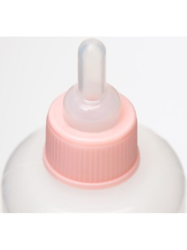 Бутылочка для вскармливания с мерной шкалой, 100 мл (соска+воронка), розовая