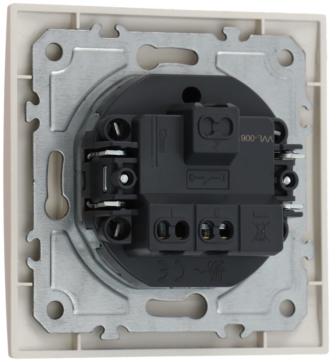 Выключатель ТОТ Elegant, 10 А, 1 кл., скрытый, бежевый