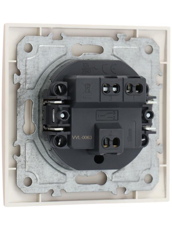 Выключатель проходной TOT Elegant, 10 А, 1 кл., скрытый, бежевый