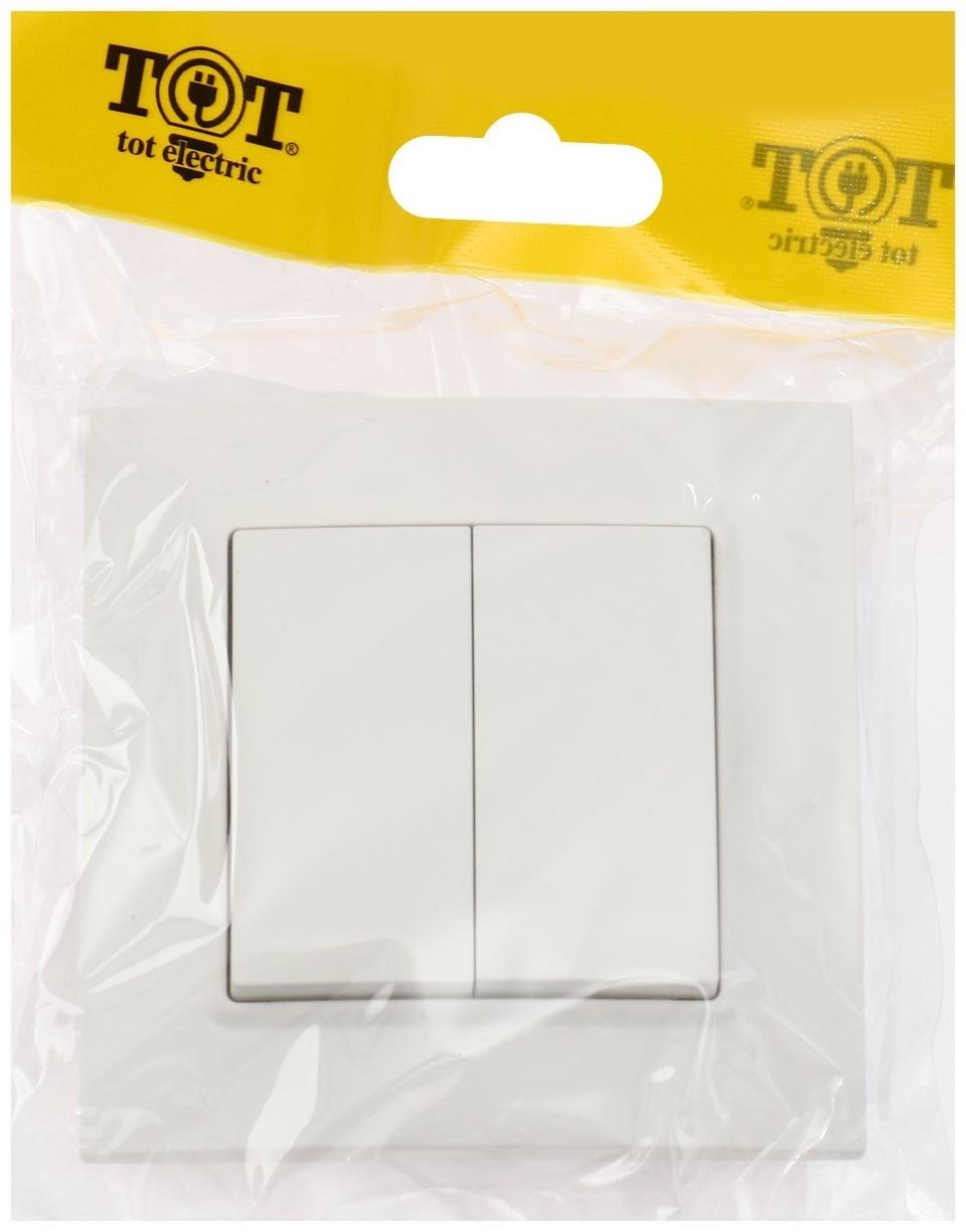 Выключатель TOT Elegant, 10 А, 2 кл., скрытый, белый