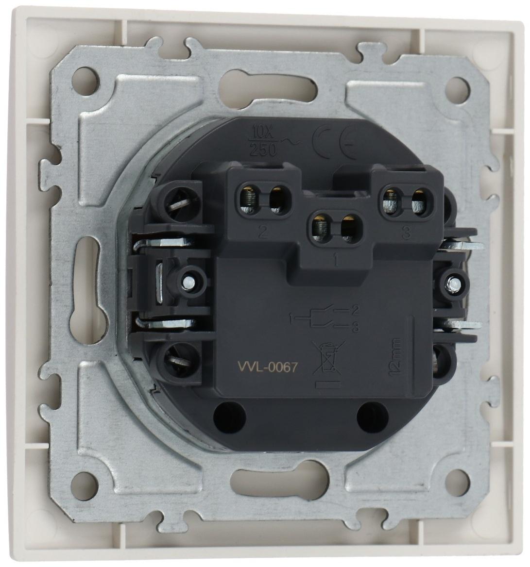 Выключатель TOT Elegant, 10 А, 2 кл., скрытый, белый