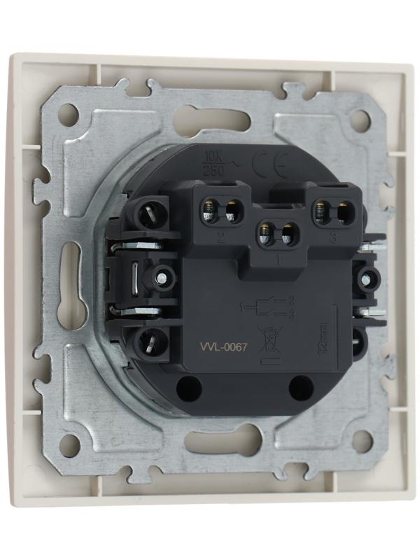 Выключатель TOT Elegant, 10 А, 2 кл., скрытый, бежевый