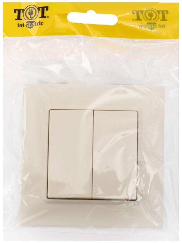 Выключатель TOT Elegant, 10 А, 2 кл., скрытый, бежевый