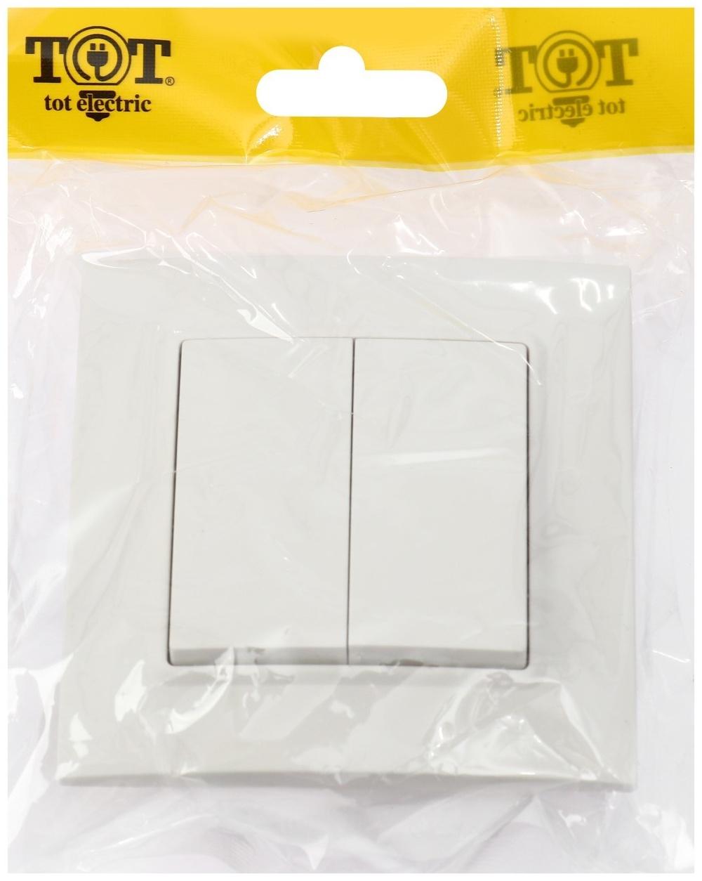 Выключатель проходной TOT Elegant, 10 А, 2 кл., скрытый, белый