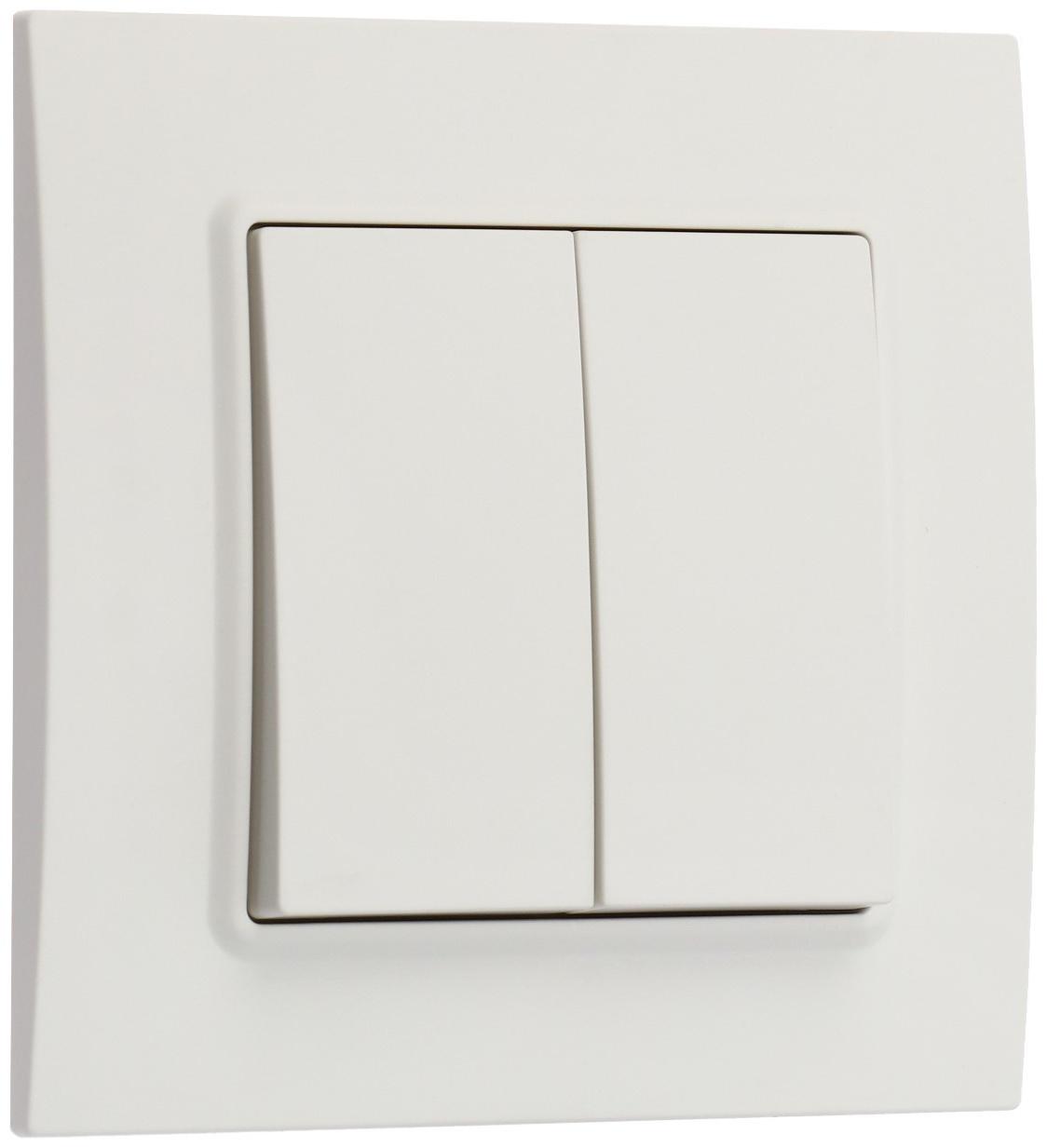 Выключатель проходной TOT Elegant, 10 А, 2 кл., скрытый, белый