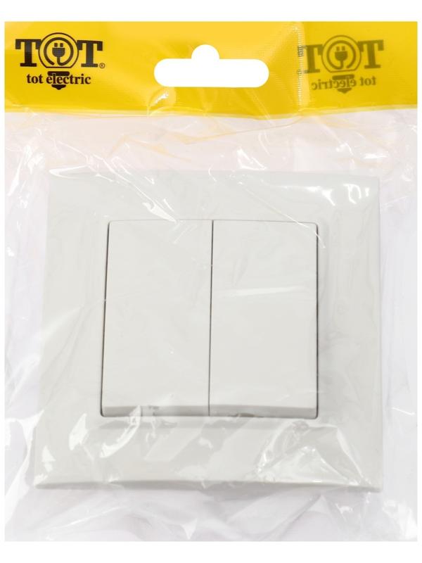 Выключатель проходной TOT Elegant, 10 А, 2 кл., скрытый, белый