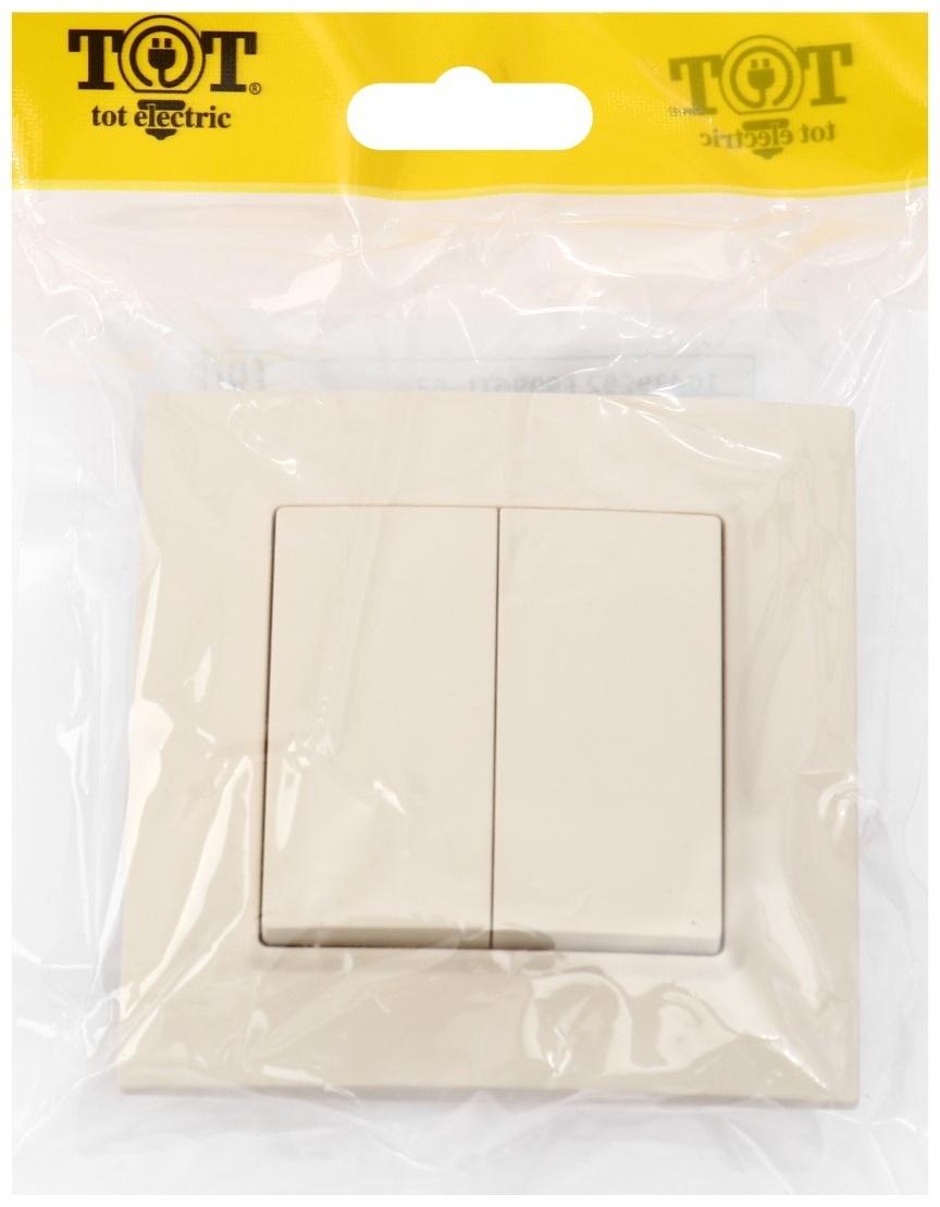 Выключатель проходной TOT Elegant, 10 А, 2 кл., скрытый, бежевый