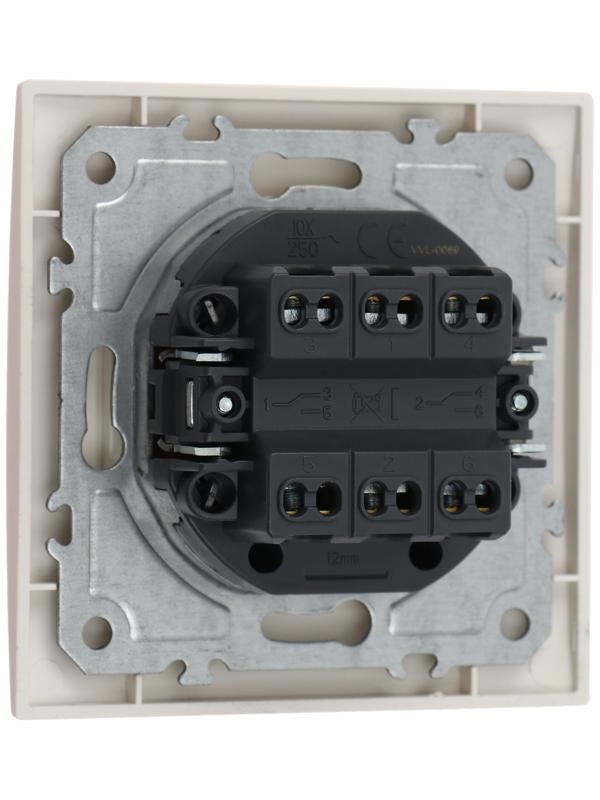 Выключатель проходной TOT Elegant, 10 А, 2 кл., скрытый, бежевый