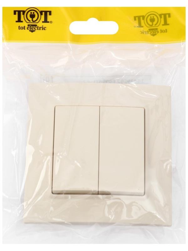 Выключатель проходной TOT Elegant, 10 А, 2 кл., скрытый, бежевый