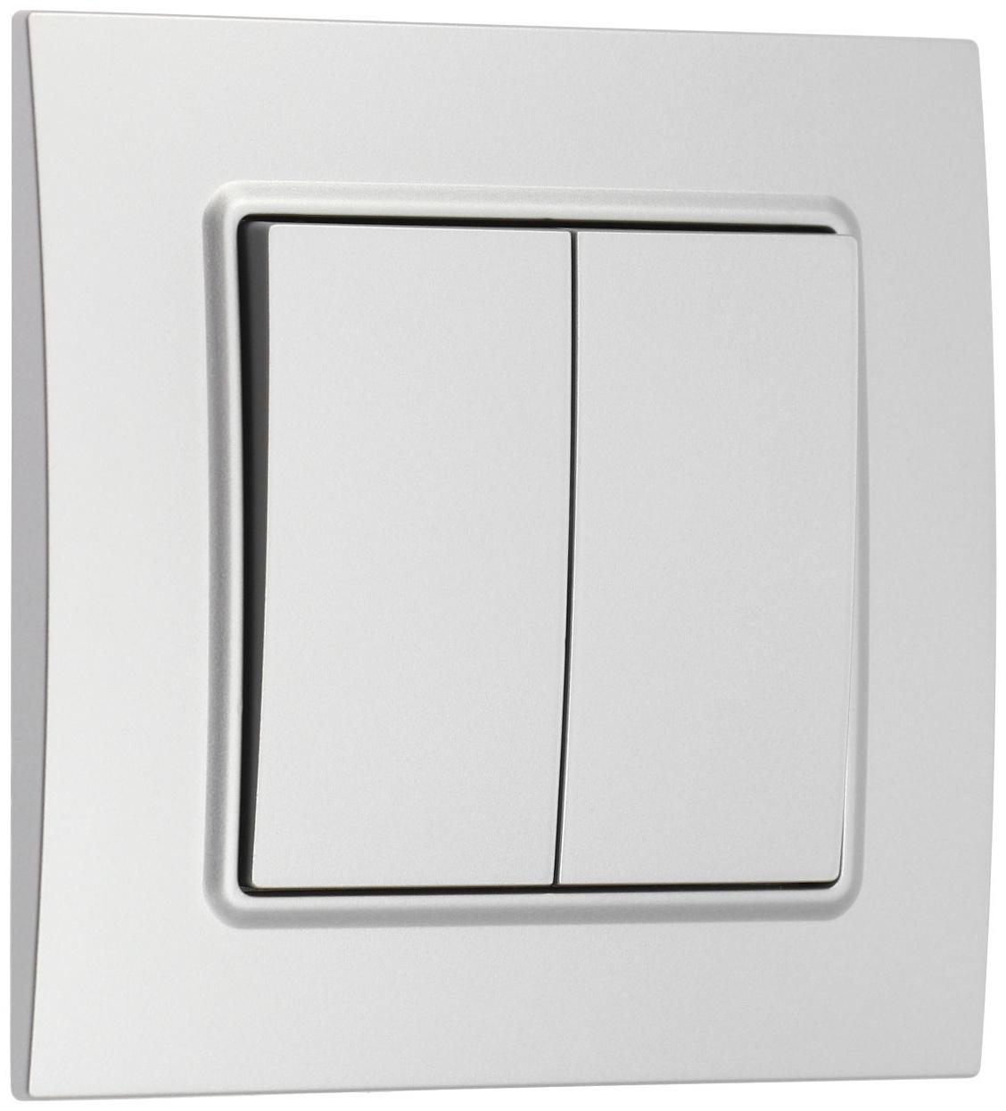 Выключатель проходной TOT Elegant, 10 А, 2 кл., скрытый, серебристый