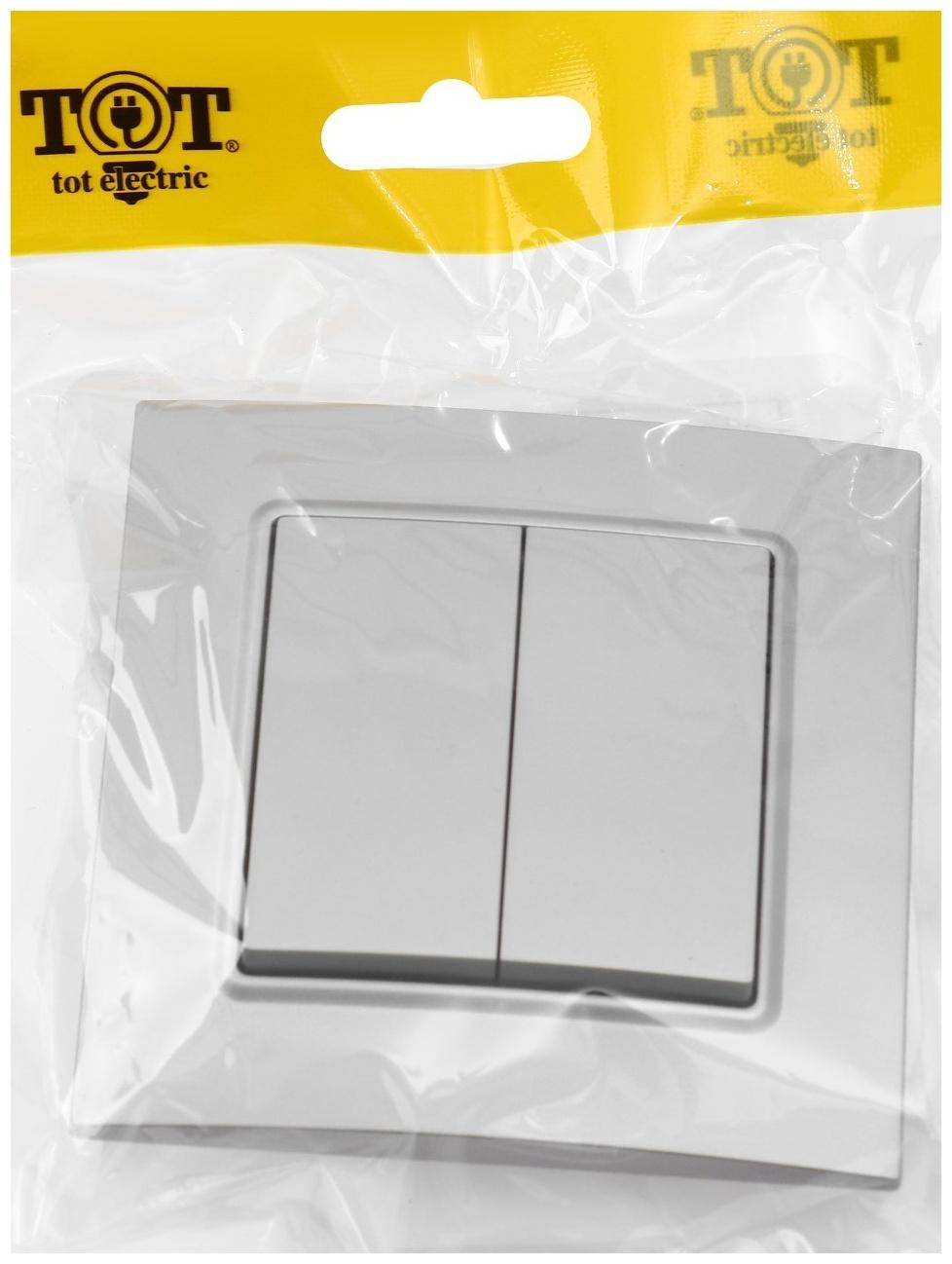 Выключатель проходной TOT Elegant, 10 А, 2 кл., скрытый, серебристый