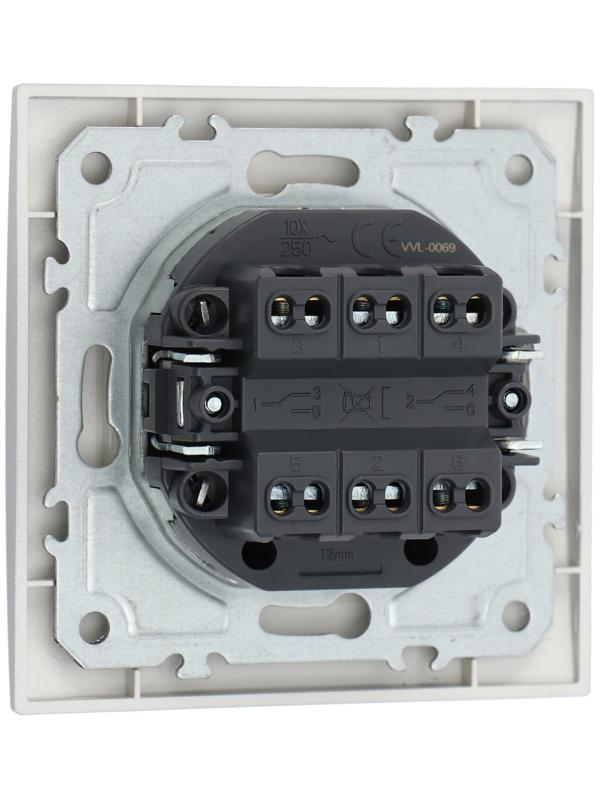 Выключатель проходной TOT Elegant, 10 А, 2 кл., скрытый, серебристый