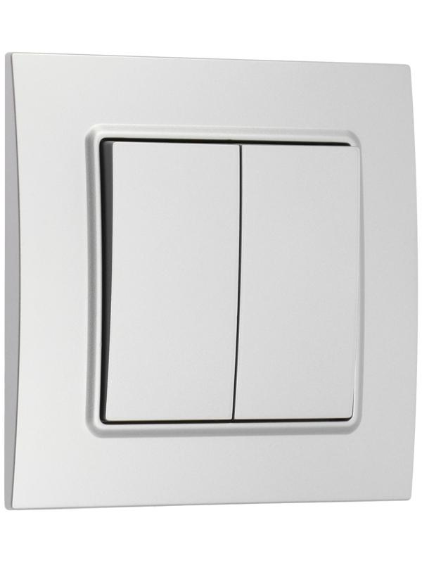 Выключатель проходной TOT Elegant, 10 А, 2 кл., скрытый, серебристый